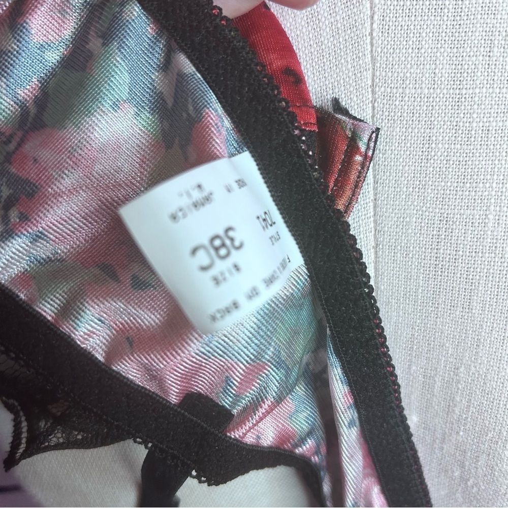 Floral Lace Underwire Bra - Black and Pink Sopre Bra 38C new nwt - Picture 7 of 7